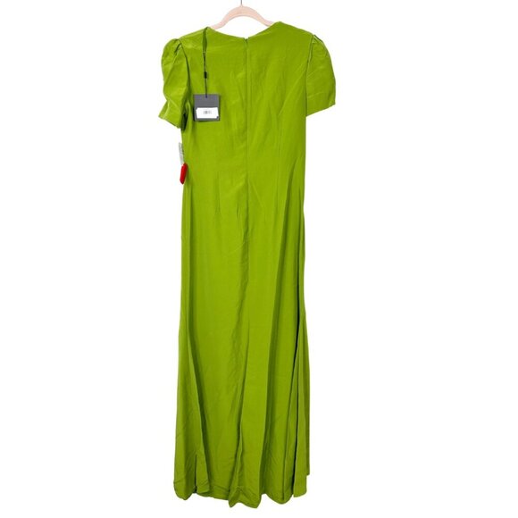 NWT Mac Duggal Plunge Neck Puff Sleeve Cut Out Gown Apple Green 8 - Picture 6 of 9